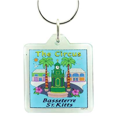 St Kitts & Nevis Lucite SQ. Keychain